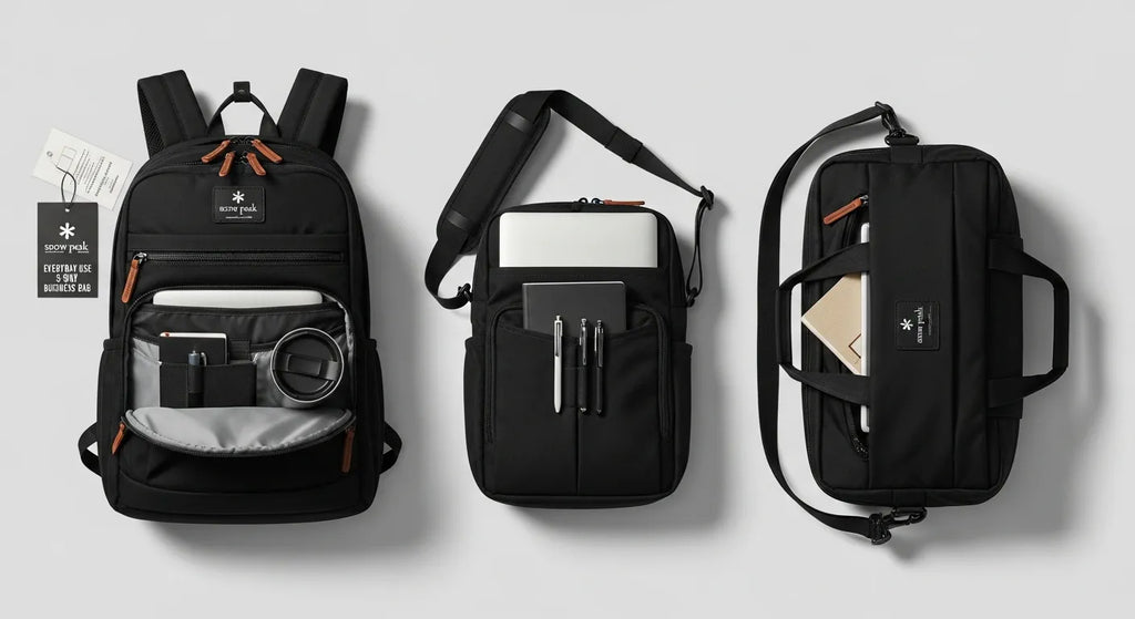 Snow Peak Everyday Use 3-Way Business Bag — a versatile commuter pack for work and travel