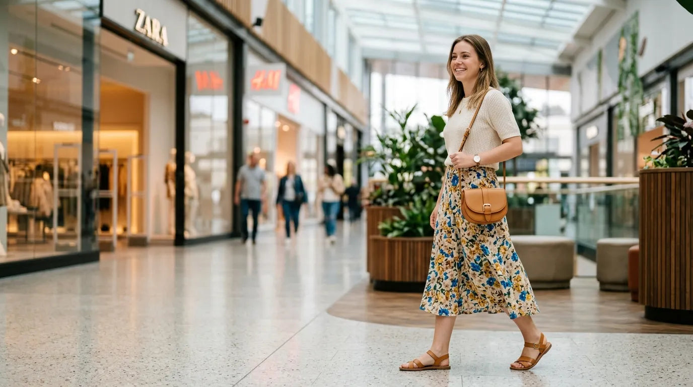 girl holding a petite bag in the shopping mall