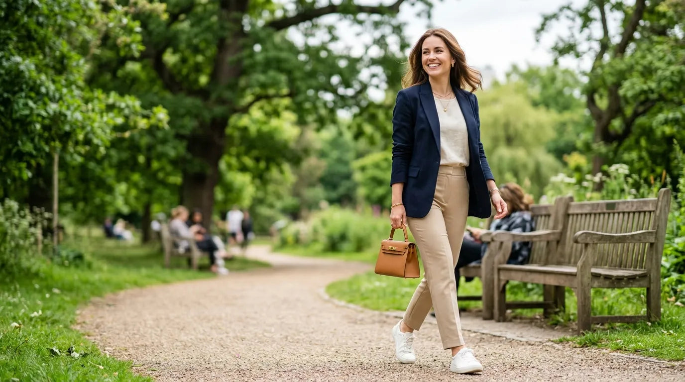 woman holding a petite bag in the park