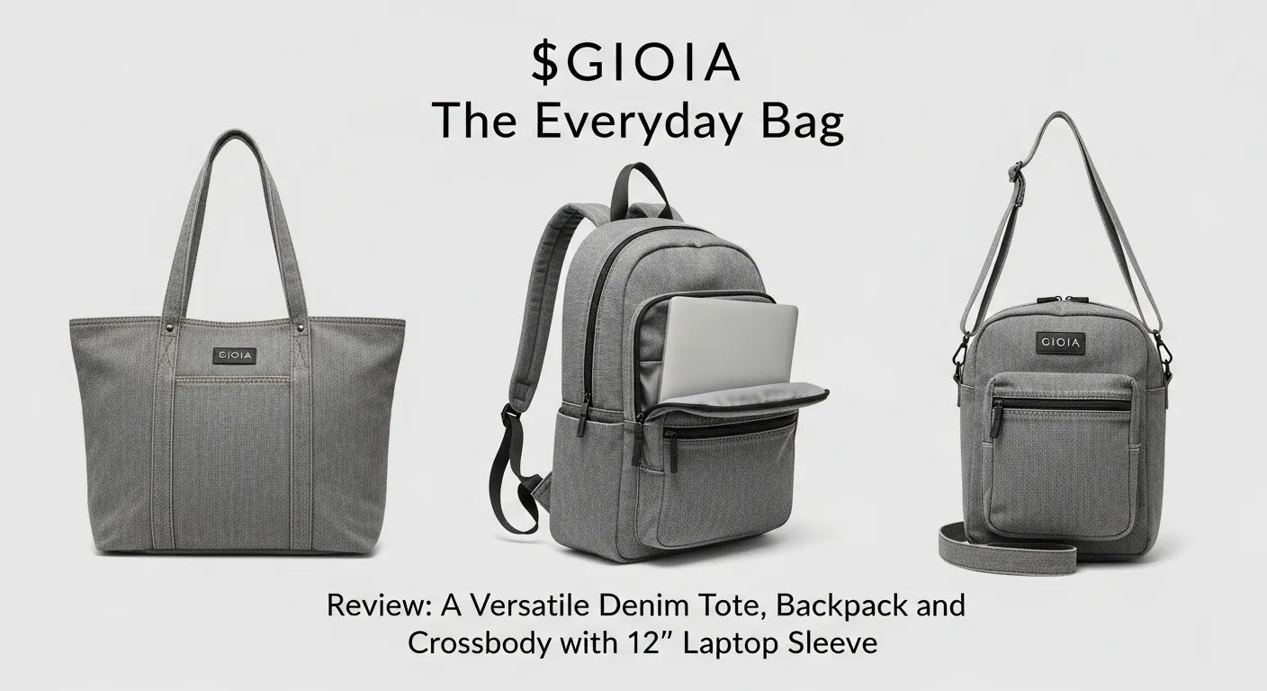 GIOIA The Everyday Bag Review: A Versatile Denim Tote, Backpack and Crossbody with 12" Laptop Sleeve