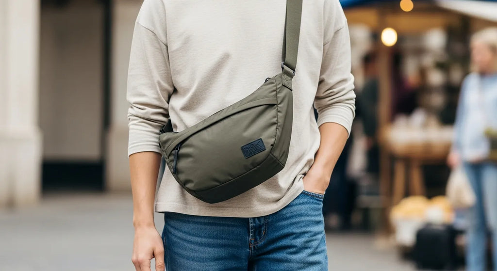 July Everyday Crescent Bag: A compact, washable, travel-ready crossbody that blends style with everyday function
