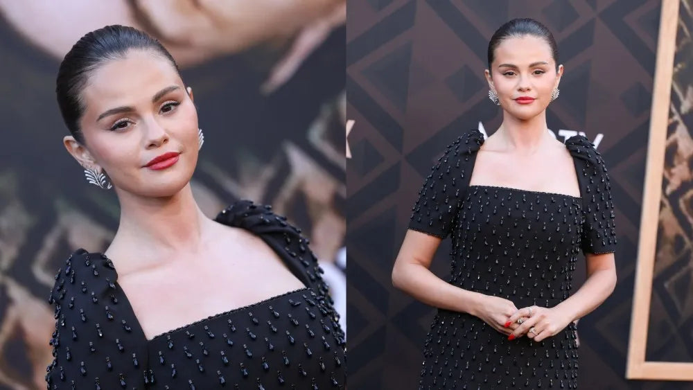 Selena Gomez in Carolina Herrera at the ‘Marty, Life Is Short’ Premiere: Inside the Beaded Black Midi and Red-Carpet Styling