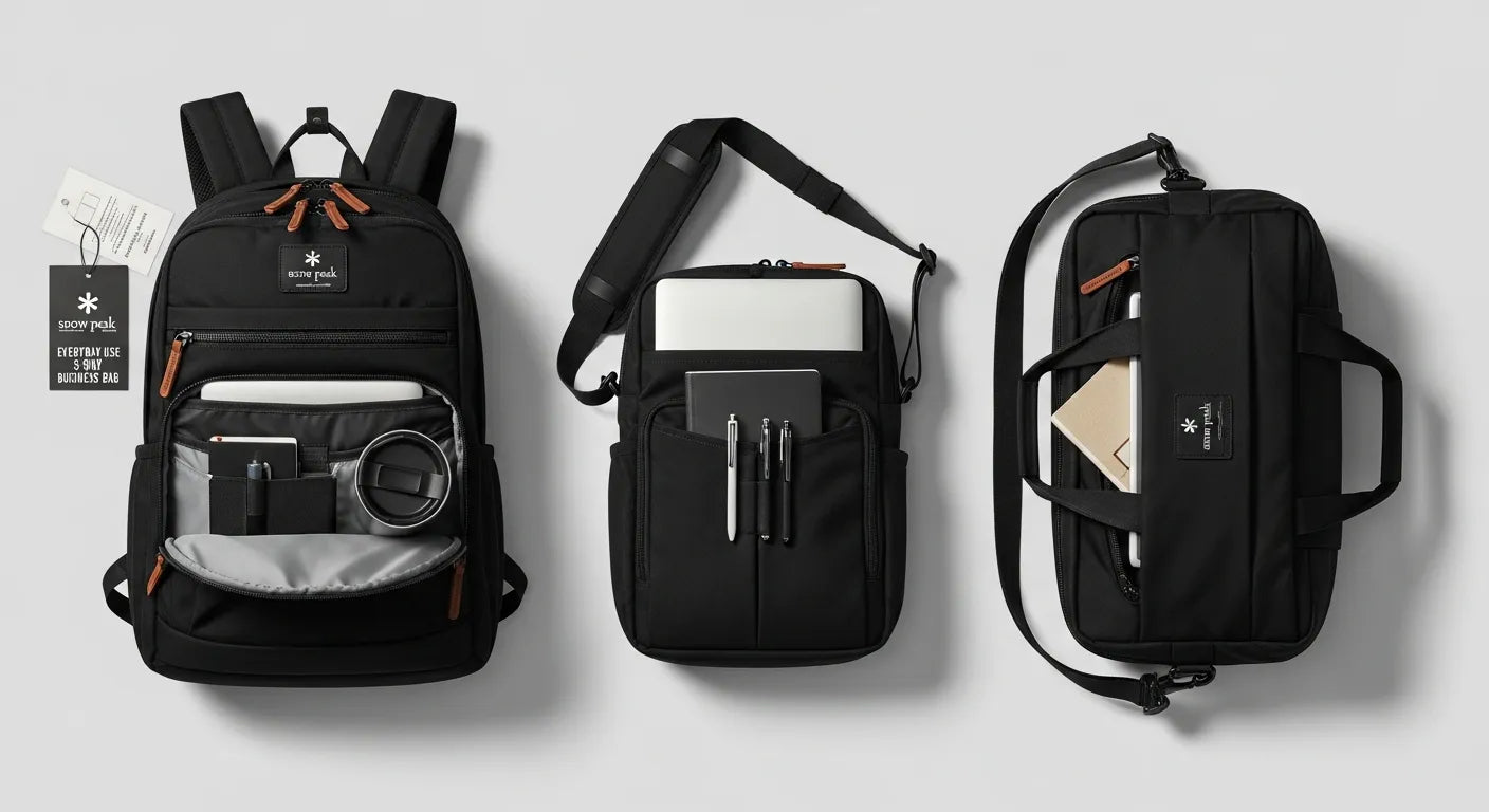 Snow Peak Everyday Use 3-Way Business Bag — a versatile commuter pack for work and travel