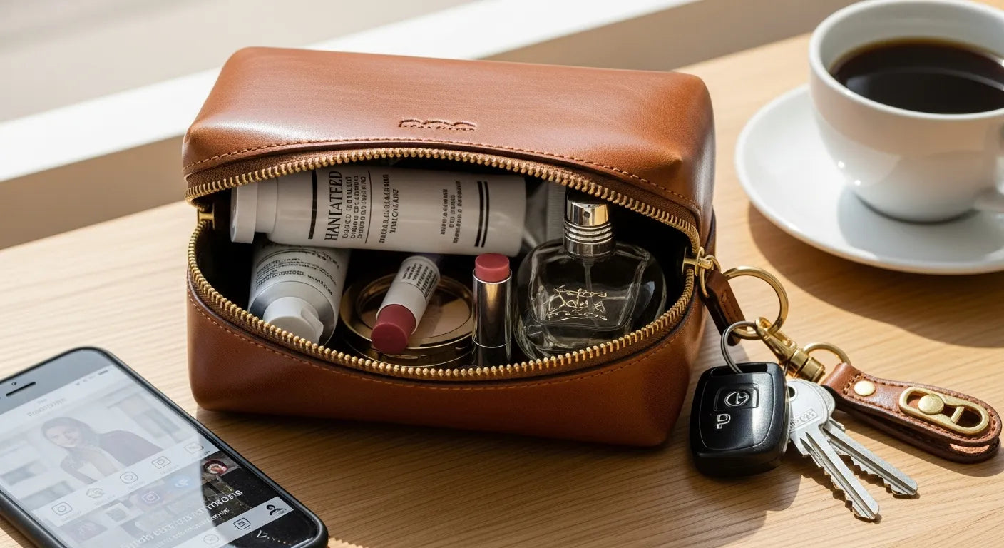 The Everyday Vanity Bag: How a Compact Leather Case Became a Versatile Daily Essential