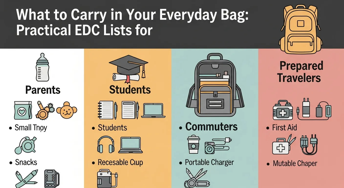 What to Carry in Your Everyday Bag: Practical EDC Lists for Parents, Students, Commuters, and Prepared Travelers